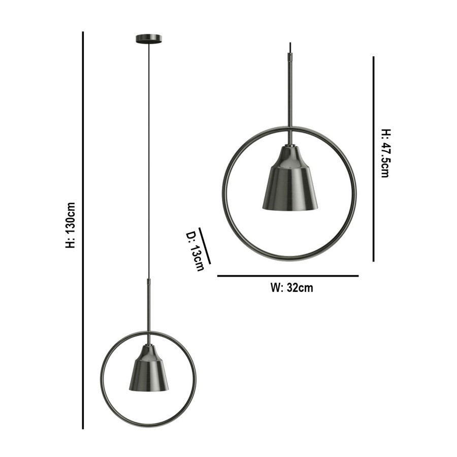 GRADE A1 - Silver Hoop Pendant Light - Alma