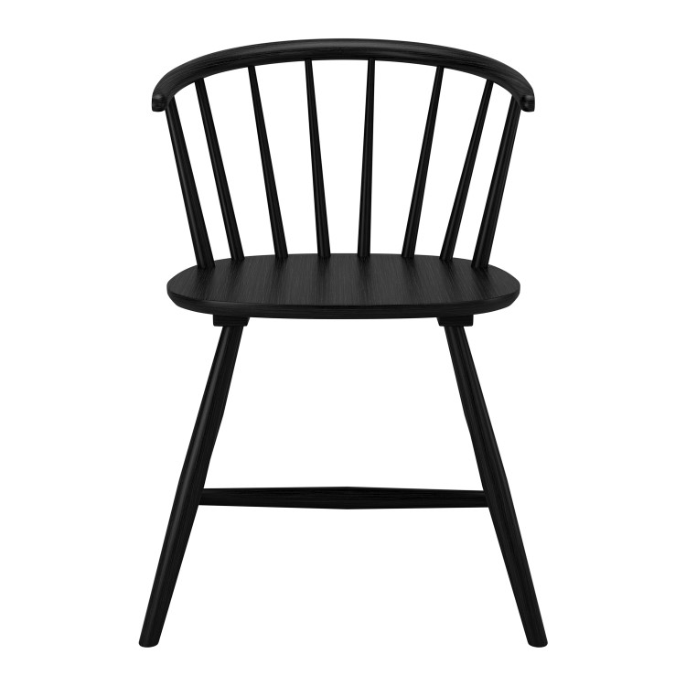 Set of 2 Black Wooden Curved Spindle Dining Chairs - Dana