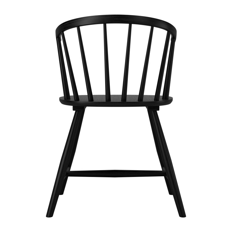 Set of 2 Black Wooden Curved Spindle Dining Chairs - Dana