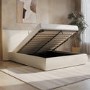 ONLY OPENED - Beige Linen King Size Ottoman Pillow Bed - Dune