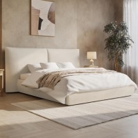 Beige Linen Super King Ottoman Bed with Pillow Headboard - Dune Beige Linen Super King Ottoman Bed with Pillow Headboard - Dune