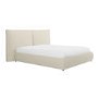 Beige Linen Super King Ottoman Bed with Pillow Headboard - Dune