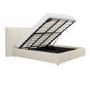 Beige Linen Super King Ottoman Bed with Pillow Headboard - Dune