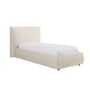Beige Linen Single Ottoman Bed with Pillow Headboard - Dune