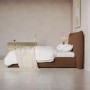Burnt Orange Chenille Double Ottoman Bed with Pillow Headboard - Dune