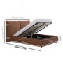 Brown Chenille Double Ottoman Bed with Pillow Headboard - Dune