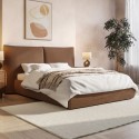 A2/DNE002K GRADE A2 - Brown Upholstered King Size Ottoman Bed with Pillow Headboard - Dune