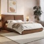 Burnt Orange Chenille King Size Ottoman Bed with Pillow Headboard - Dune