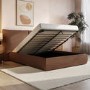 Burnt Orange Chenille King Size Ottoman Bed with Pillow Headboard - Dune