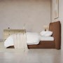 Burnt Orange Chenille King Size Ottoman Bed with Pillow Headboard - Dune