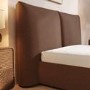 Brown Chenille King Size Ottoman Bed with Pillow Headboard - Dune