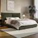 Green Chenille King Size Ottoman Bed with Pillow Headboard - Dune