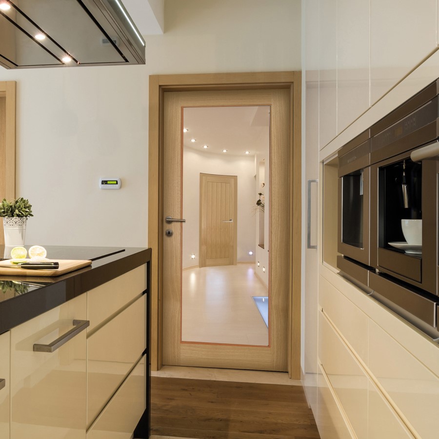 Glazed Glass Panel Oak Prefinished Door - 1981 x 686 x 35mm - Wiltshire