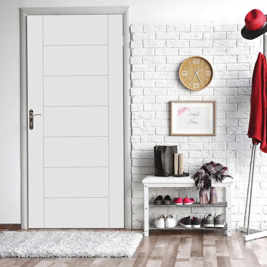 White Primed 7 Panel Fire Door - 1981 x 610 x 44mm - Corsica