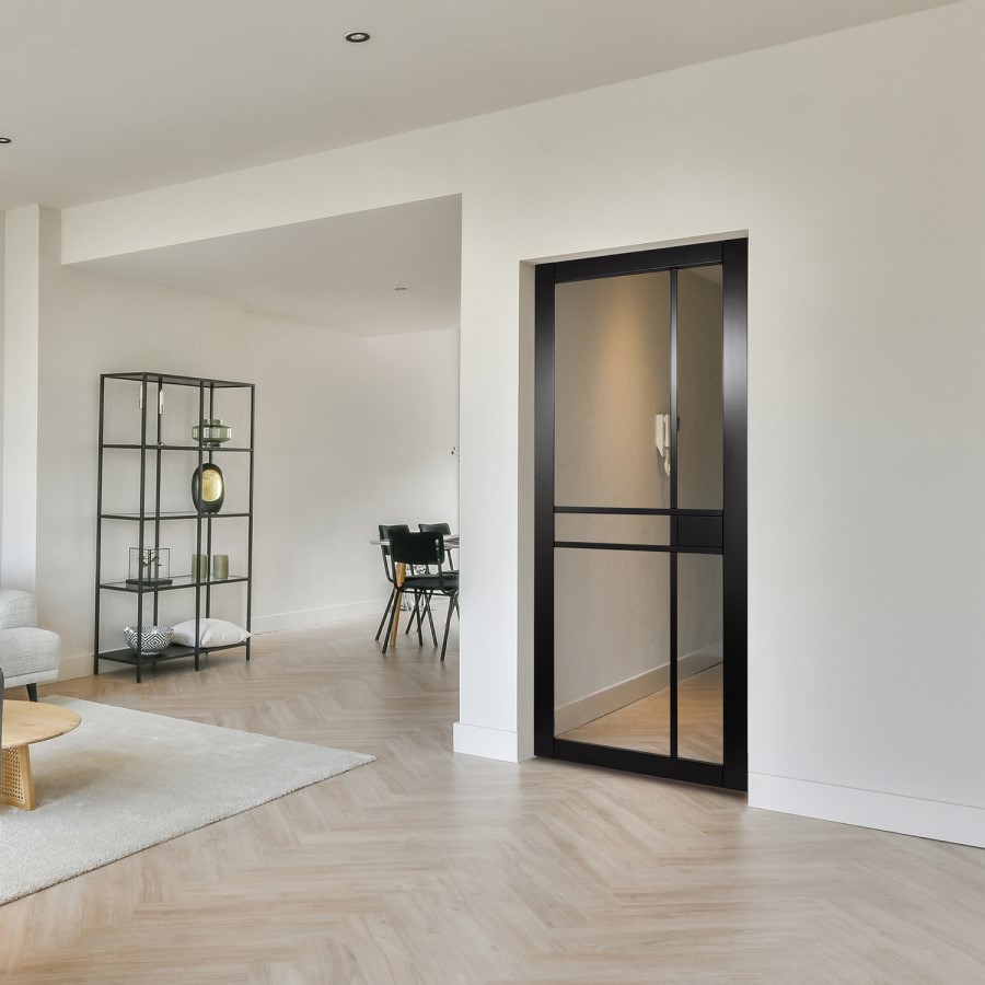 Black Naples Clear Crittall Effect Glazed Door - 1981 x 762 x 35mm