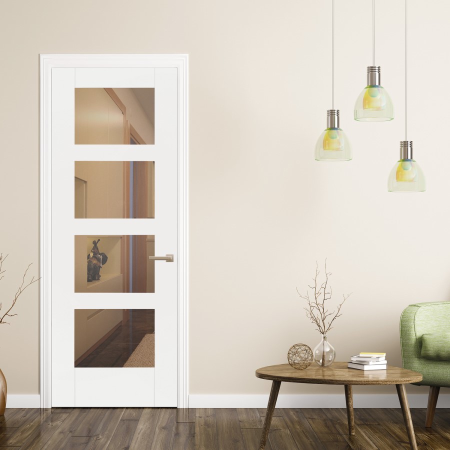 White Contemporary 4 Light Clear Glazed - 1981 x 686 x 35mm