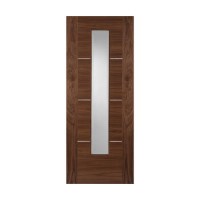 Walnut Nova 1  Light Clear Glazed Fire Door Prefinished - 1981 x 686 x 44mm