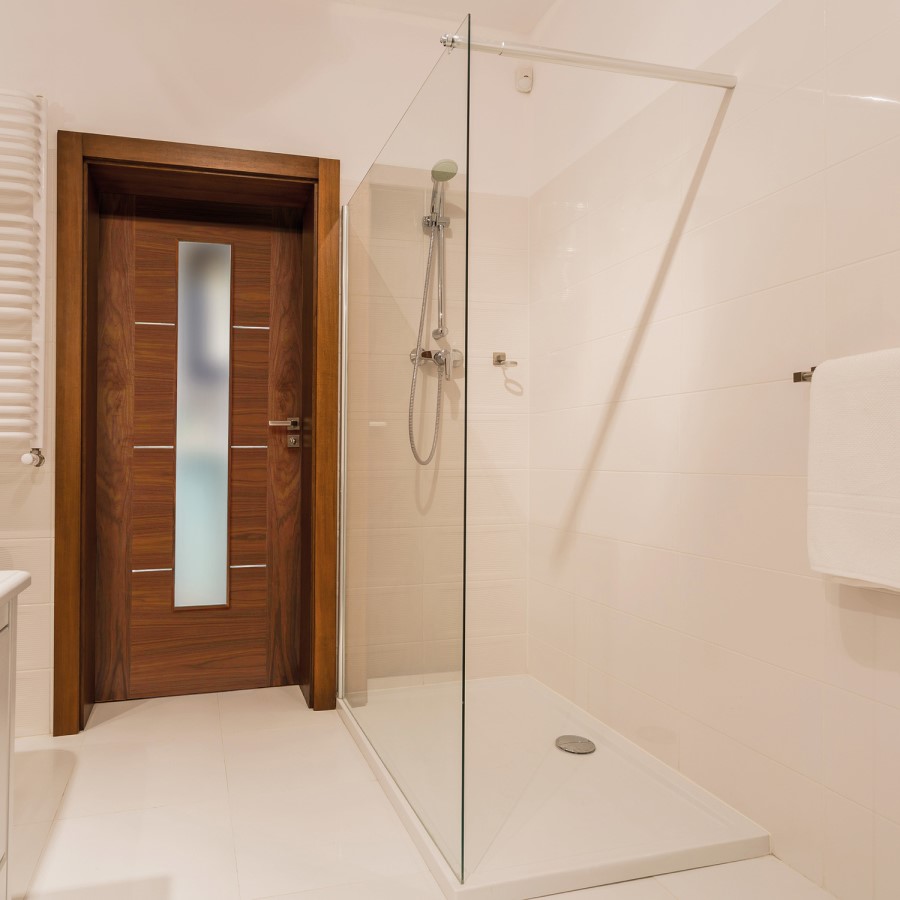 Walnut Nova 1  Light Clear Glazed Fire Door Prefinished - 1981 x 686 x 44mm
