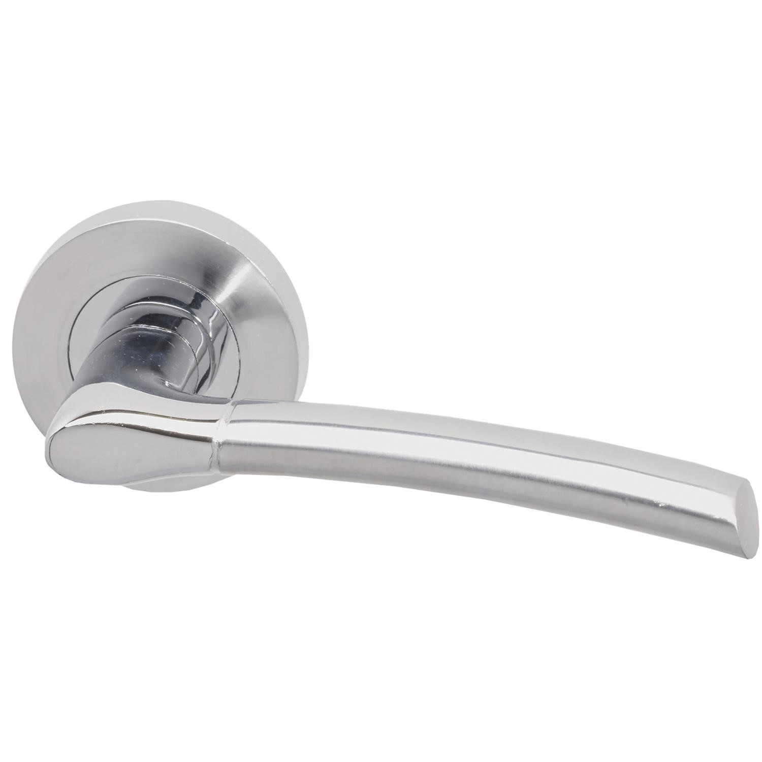 Internal Polished Satin Chrome Bathroom Lever Door Handle Lock Latch Hinges Pack 65mm Latch Drava