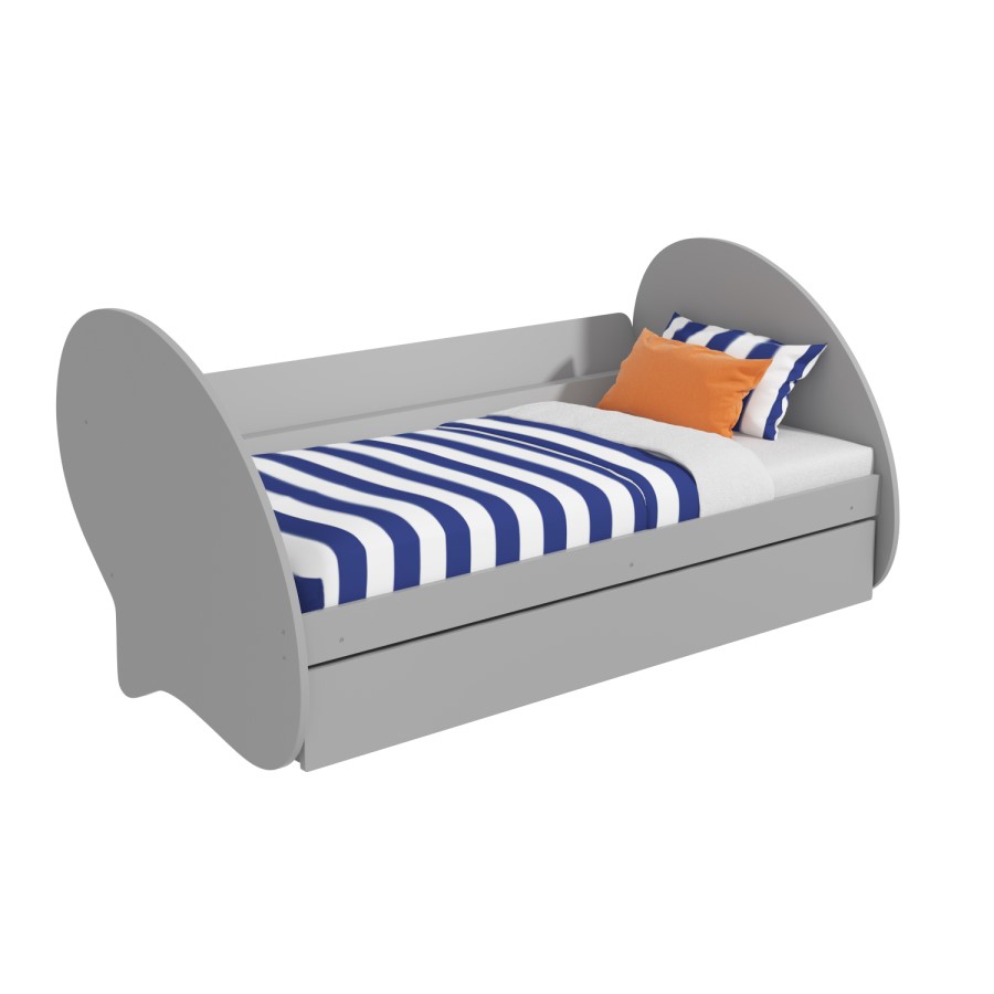 GRADE A1 - Darby Grey Single Bed Frame with Large Storage Drawer