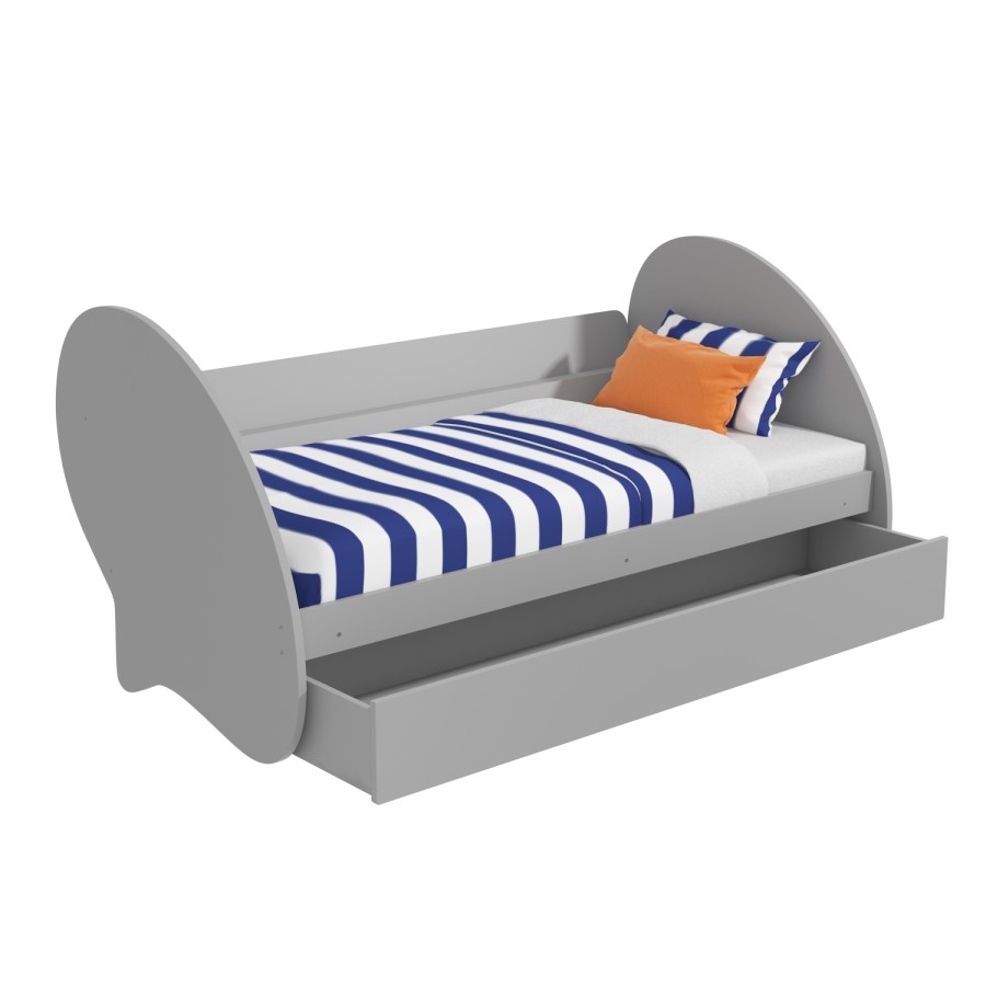 GRADE A1 - Darby Grey Single Bed Frame with Large Storage Drawer