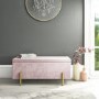 Darcey Velvet Storage Box in Baby Pink with Gold Leg