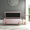 Darcey Velvet Storage Bench in Baby Pink with Gold Leg