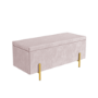 Darcey Velvet Storage Bench in Baby Pink with Gold Leg