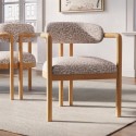 DRL001 Beige Printed Upholstered Dining Chair with Solid Wood Exposed Back - Darla