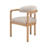 Beige Printed Upholstered Dining Chair with Solid Wood Exposed Back - Darla