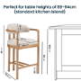 Beige Printed Upholstered Kitchen Stool with Solid Wood Exposed Back - Darla