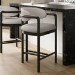 Cream Textured Fabric Kitchen Stool with Black Solid Wood Legs - Darla