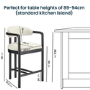 Cream Textured Fabric Kitchen Stool with Black Solid Wood Legs - Darla