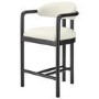 Cream Textured Fabric Kitchen Stool with Black Solid Wood Legs - Darla