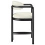 Cream Textured Fabric Kitchen Stool with Black Solid Wood Legs - Darla