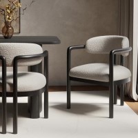 Cream Upholstered Dining Chair with Solid Wood Black Exposed Back - Darla