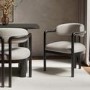 Cream Upholstered Dining Chair with Solid Wood Black Exposed Back - Darla