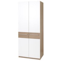 One Call Furniture Duo 2 Door Wardrobe in Matt White and Textured Oak