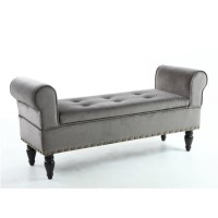 Grey Brushed Velvet Storage Chaise 