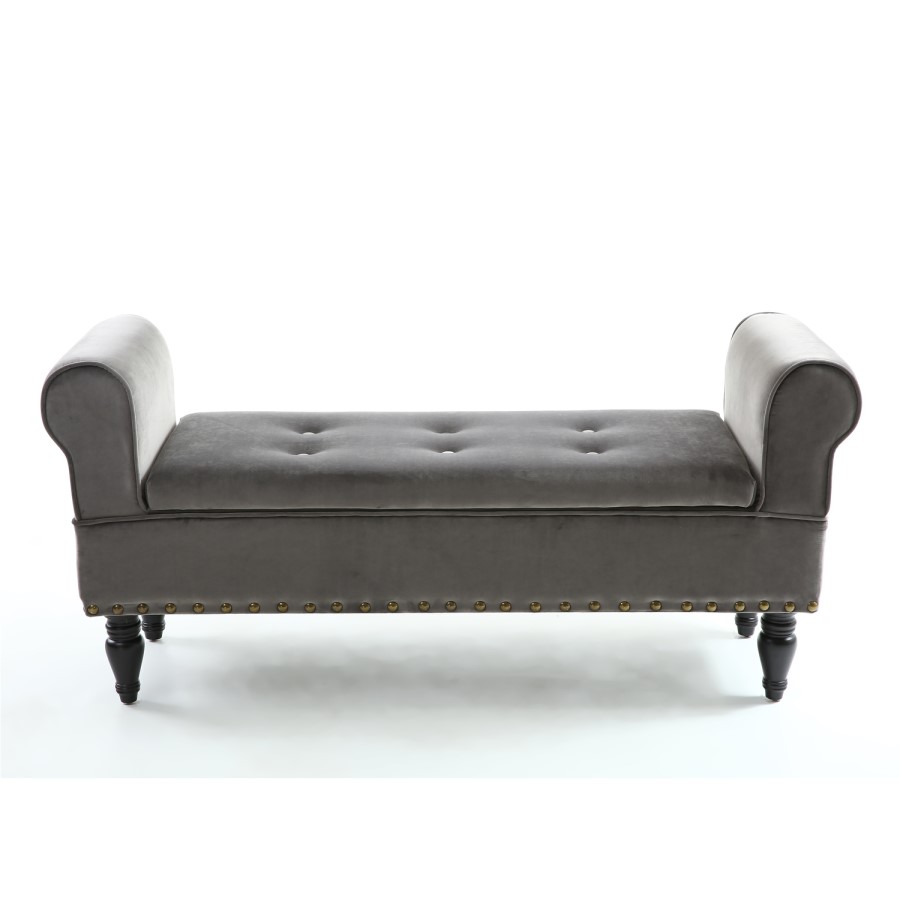 Grey Brushed Velvet Storage Chaise 