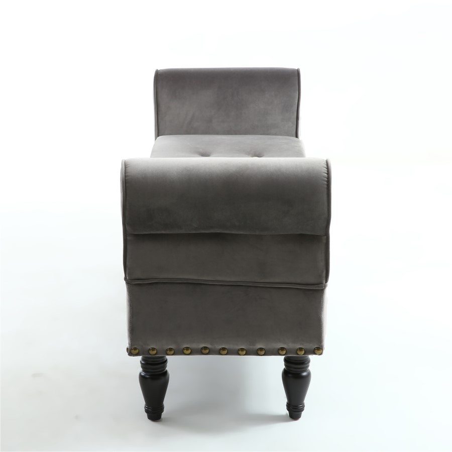 Grey Brushed Velvet Storage Chaise 