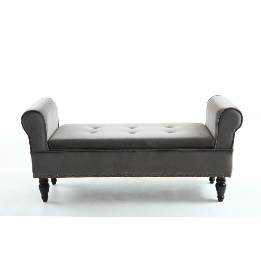 Grey Brushed Velvet Storage Chaise 
