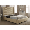 Dumarque King Size Luxury Wing Bed in Caramel Linen Fabric 
