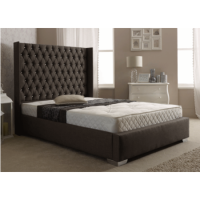 Dumarque Double Luxury Wing Bed Frame in Grey Linen Fabric 