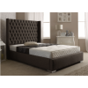 Dumarque King Size Luxury Wing Bed in Grey Linen Fabric 