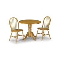 Julian Bowen Dundee Round Pine Dining Table & 2 Windsor Pine Chairs