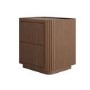 Walnut Ribbed 2 Drawer Bedside - Drew 