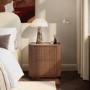 Walnut Ribbed 2 Drawer Bedside - Drew 