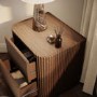 Walnut Ribbed 2 Drawer Bedside - Drew 