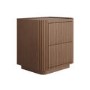 Walnut Ribbed 2 Drawer Bedside - Drew 